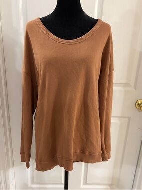 Aerie super soft oversized pullover burnout sweatshirt pullover size small brown